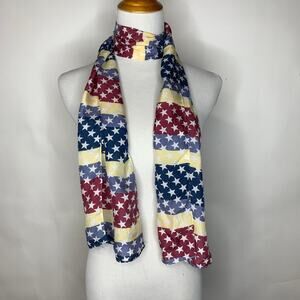 Vintage Silk Stars Stripes Long Scarf